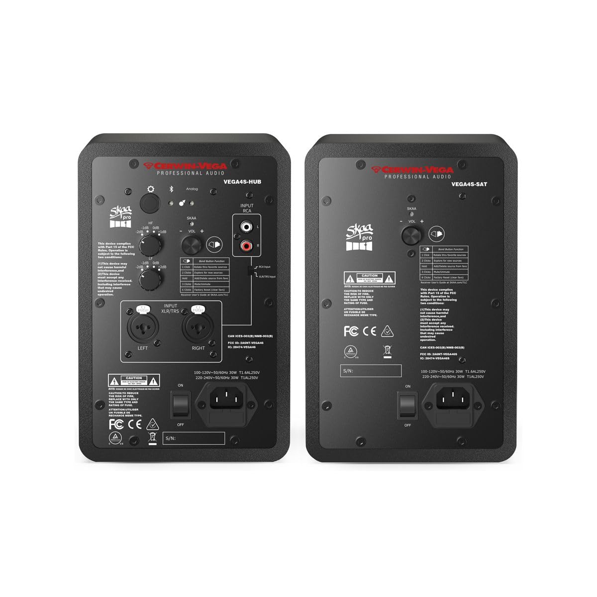 CERWIN-VEGA! Vega-SB Full Range Active Powered 2-Way / 3-Way Studio Monitors Black (VEGA4SB-PR)