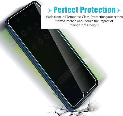 Miniatura 6 de Paquete de 2 protectores de pantalla de vidrio templado para Cricket Magic 5G, película de vidrio templado Ultra HD, antiespía, dureza 9H, arañazos,