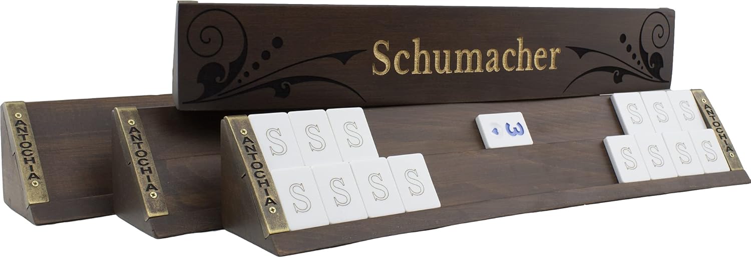 Antochia Crafts Personalized Wooden Rummy Game Set - Oval Shape Custom Racks and Tiles with Case