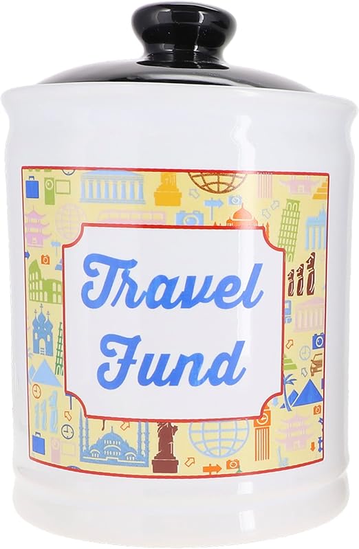 Travel Fund Piggy Bank - Travel Essentials Money Jar for Women, Mom, Dad - Road Trip, Cruise, Beach Vacation Accessories Savings Bank