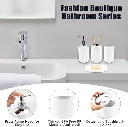 Miniatura 3 de WBJKZJD Juego de accesorios de baño, 4 piezas de resina resistente a los golpes, incluye dispensador de jabón de loción, soporte para cepillos de