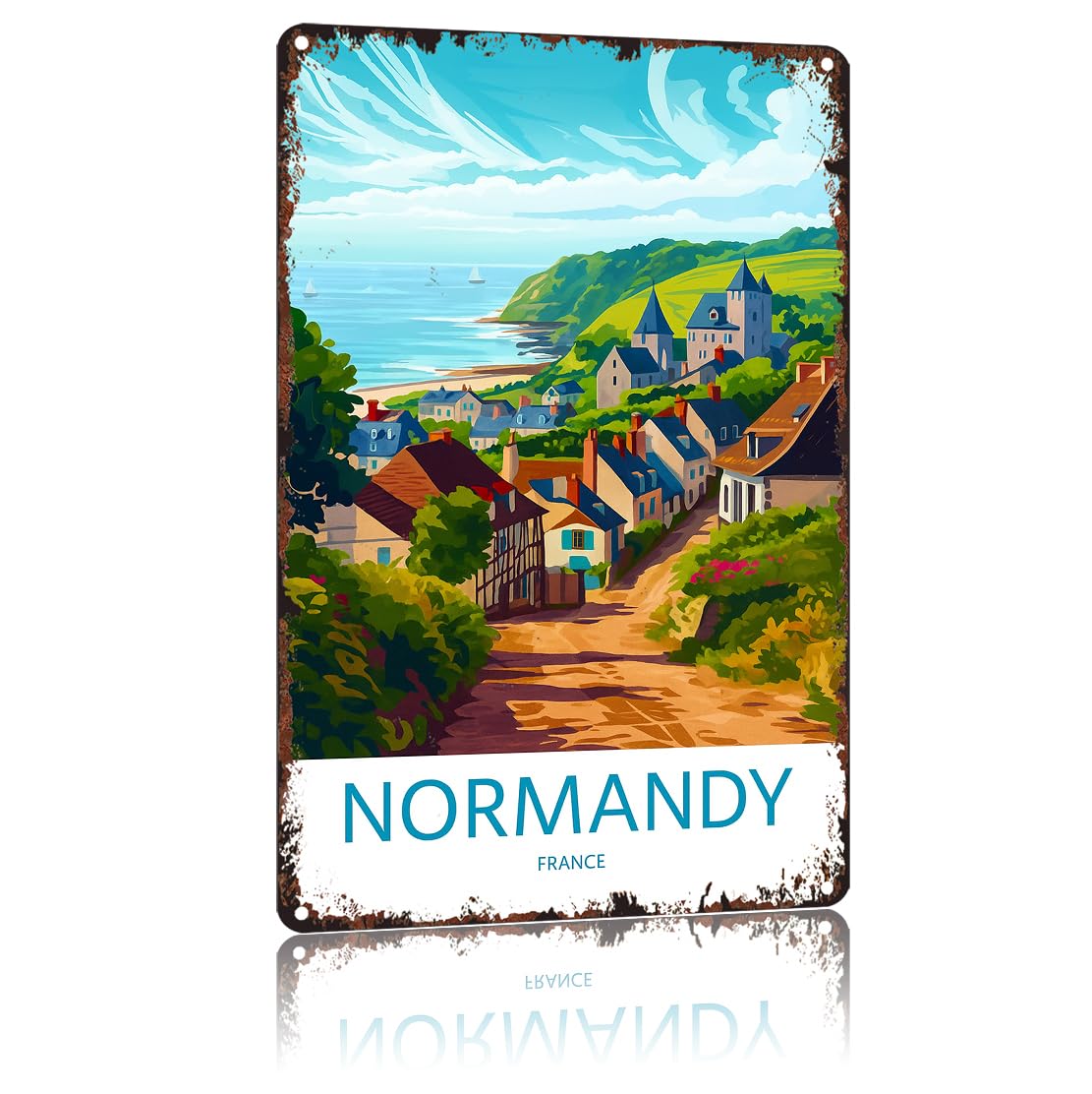 SMAZDFXX Normandy Funny 8x12 Inch Vintage Aluminum Metal Tin Signs-For Living Room Kitchen Bedroom cafes Patio Porch Wall Decor