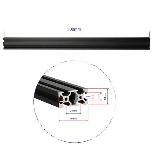 Miniatura 7 de 4 piezas de extrusión de aluminio de 11.811 in (11.8 pulgadas) con ranura en V de 4 agujeros 2020 estándar europeo anodizado para piezas de