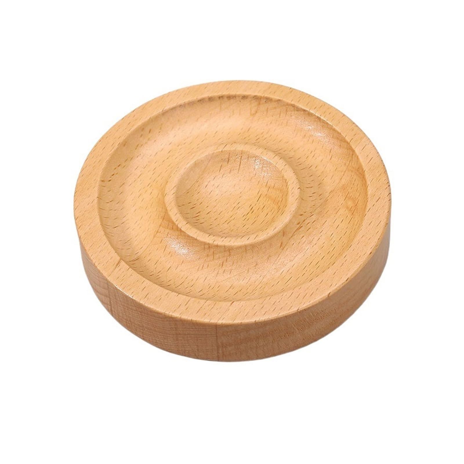 CJHFR472SG Jewelry Organizer Stands Round Double Recessed Wooden Bracelet Display Tray Jewellery Trinket Dish Jewelry Display Stand