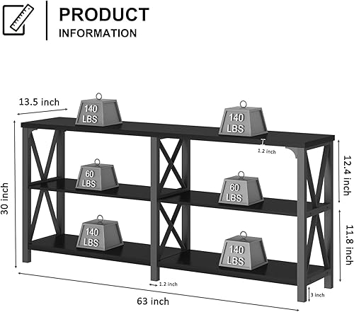 Miniatura 11 de LVB Mesa de sofá rústica, mesa consola de granja para sala de estar, mesa de entrada de pasillo con almacenamiento, mesa de entrada para vestíbulo,