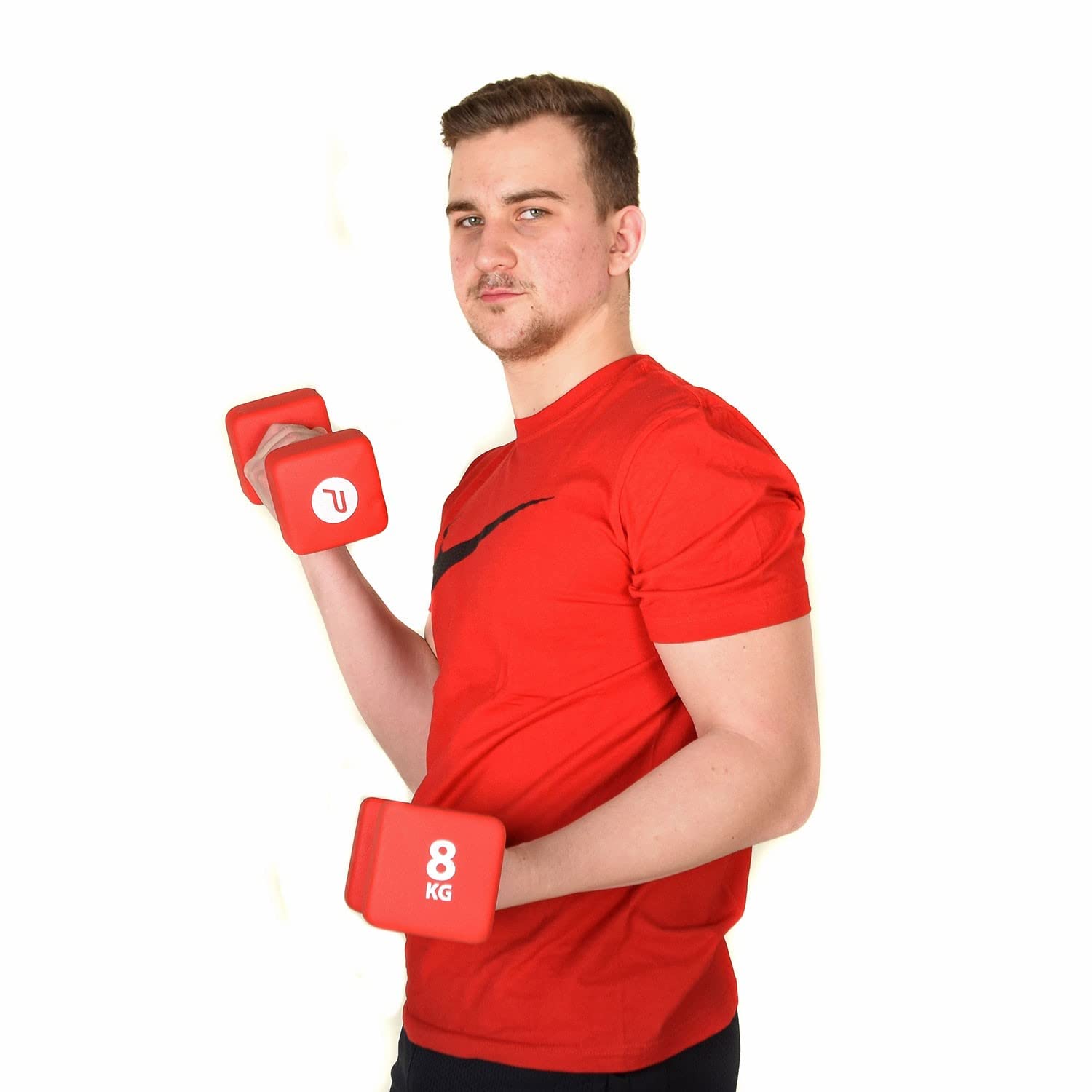 Pure2Improve 2 hantle neoprenowe 8,0 kg czerwone trening siłowy trening cyrkielski