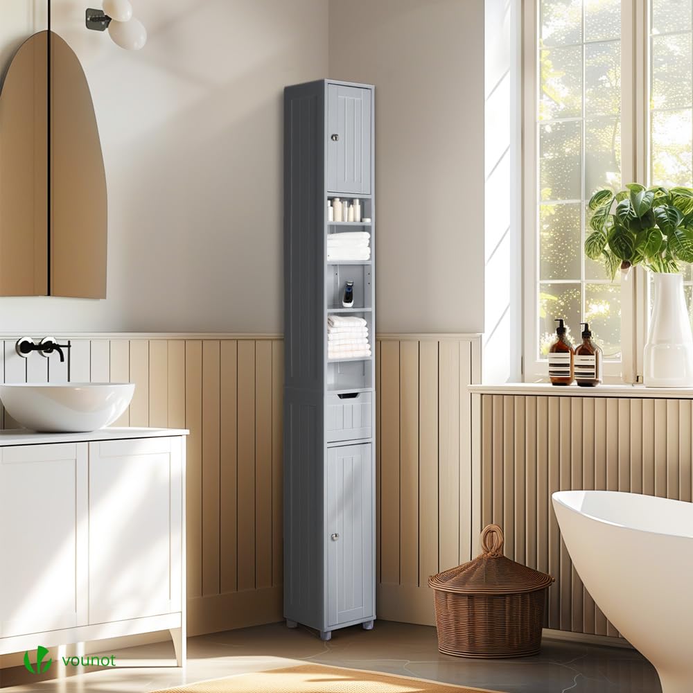 HOMCOM Meuble Colonne De Salle De Bain Armoire Haute Avec 2 étagères, 1