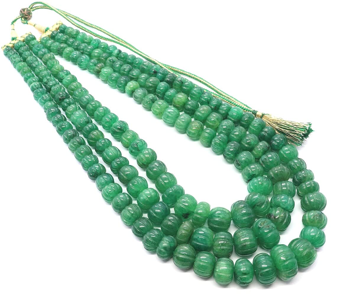 Womens Zoya Gems & Jewellery 3 Strand Aaa Natural 18-22 Inch Emerald (Barrel) Quarts Hand Curved Watermelon Necklace, 6-12 Mm In Graduation Emerald (Barrel) Quarts Pumpkin Shape Beads Necklace, Green (B09CV5CNTQ) Amazon Price History, Amazon Price Tracker