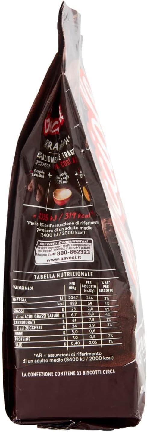 Italian Gourmet Biscuits Italiens Gocciole Extra Dark Pavesi – Cookies au chocolat noir intense, spécialité italienne pour petit-déjeuner et goûter, lot 12 x 400 g (4,8 kg) + Italian Gourmet Polpa