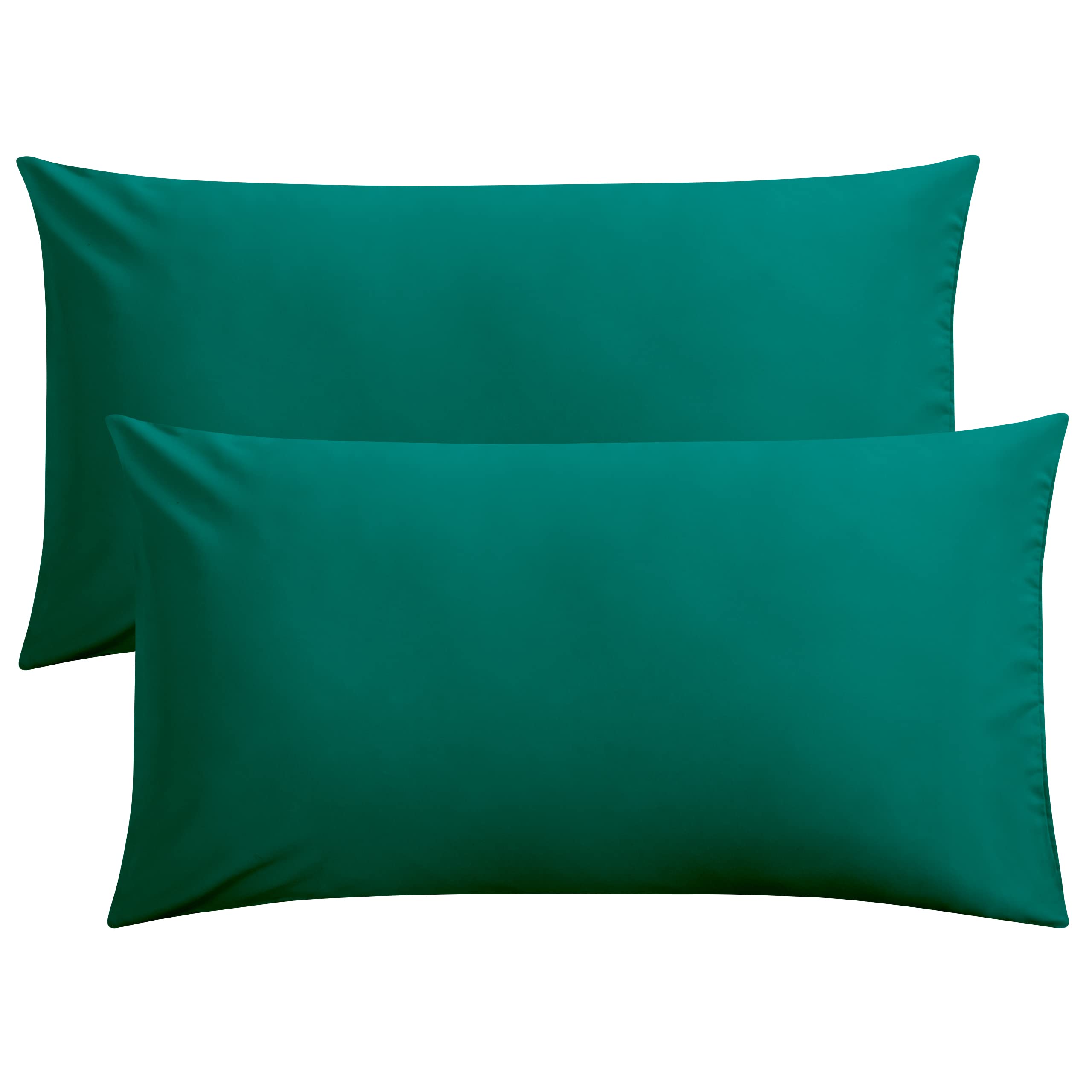 FLXXIE 2-Pack Microfiber King Pillow Cases, Envelope Closure, Dark Green