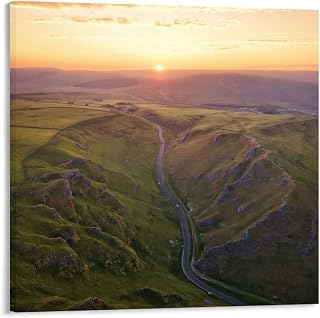 Sunset Wall Art For Living Room Sunset Over Winnats Pass In Peak District United Kingdom Modern Farmhouse Decor Bedroom Bathroom Office Decor 16x16 Inch