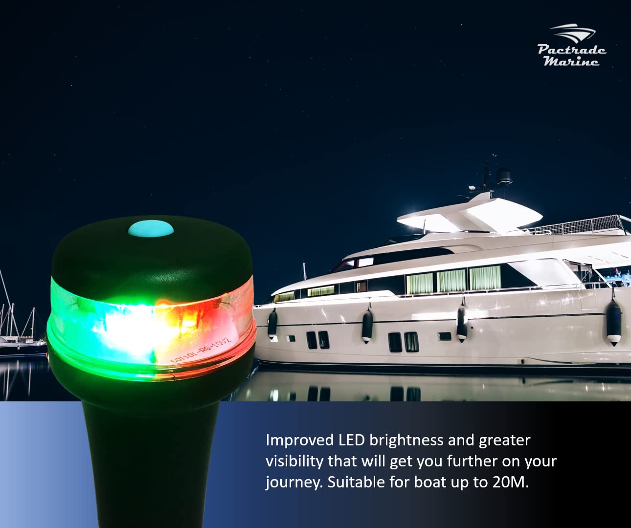 Boat Lights Navigation Pactrade Marine Navigation Lights For Boats LED -  Red/Green Battery Powered Nav Lights For Boats - Adaptor Mounts, Fixed  Base, 3-Mode Operation - 1NM Waterproof Marine Led Lights For Boats, image size:1290x1080