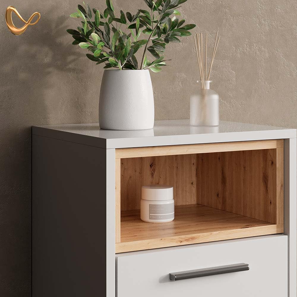 Set Mobili Bagno Livinity Temo, 3 Pezzi – Bianco, Con Specchio E Colonna, 80x190x40 Cm