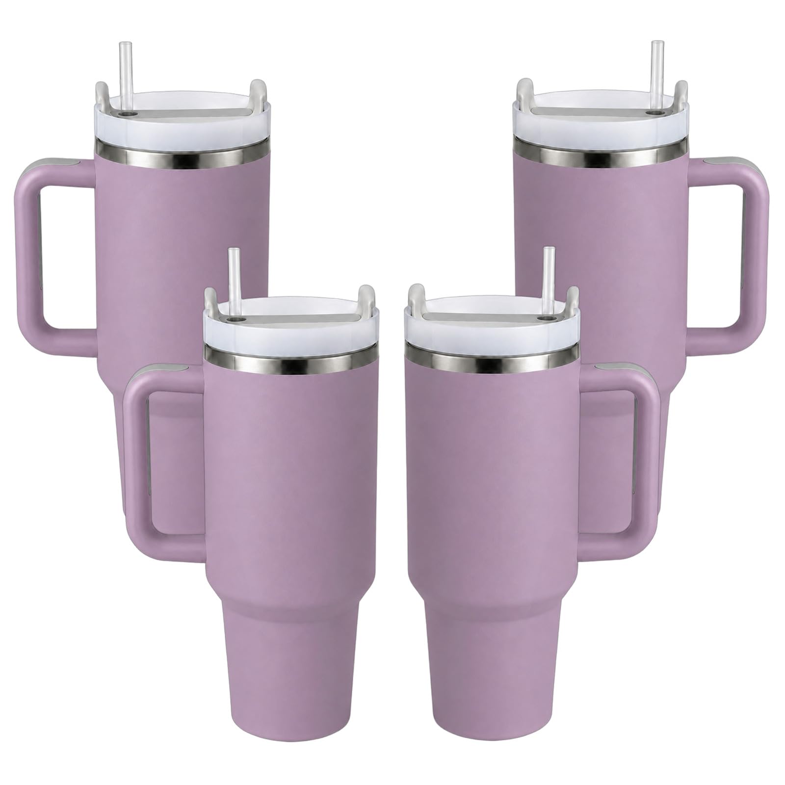 Pandance 4 Pack 40 oz Tumbler with Handle and Straw Bulk, Purple