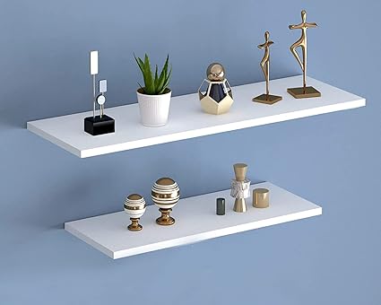 Redwud Blazon Engineered Wood D?cor Wall Shelf/Floating Wall Shelf/Wall Mounted Shelf/Wooden Wall Shelf for Living Room, Bedroom (White) D.I.Y