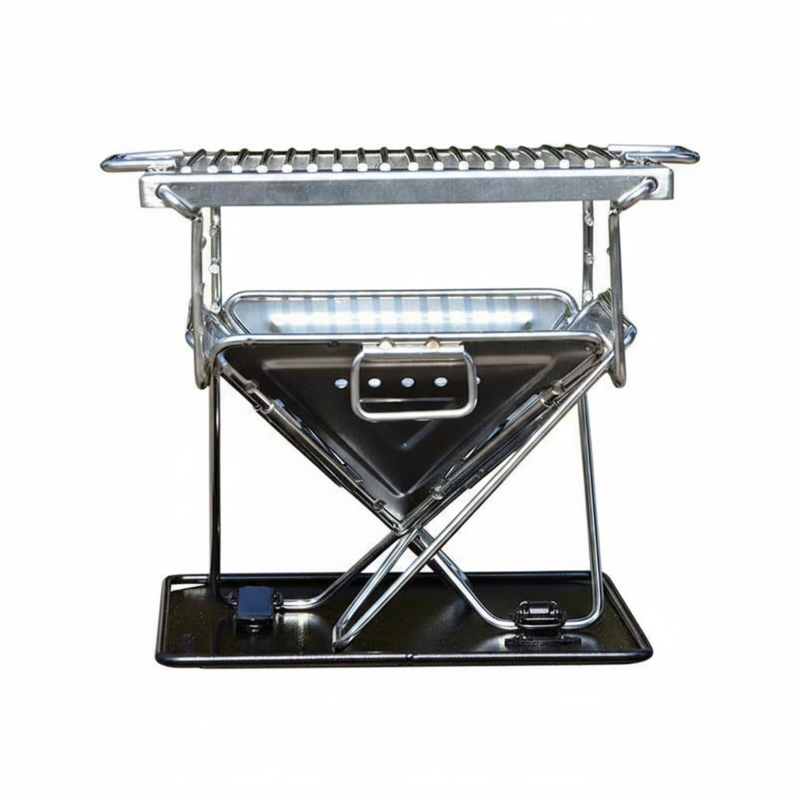 Griglia da Tavolo Inox Pieghevole Barbecue Portatile Fornello a Braciere da Campeggio Struttura in Acciaio Inox 304 Anticorrosione Altezza Regolabile