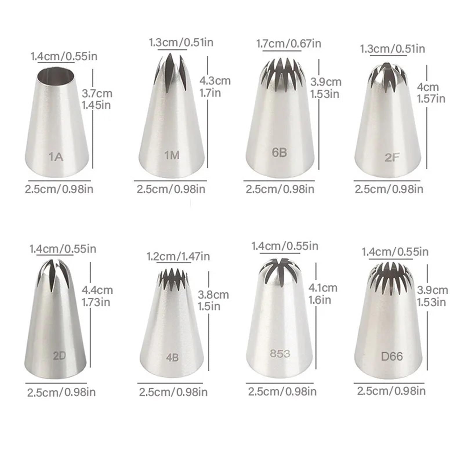 Sac a poche 8pcs Piping Nozzles Set, Stainless Steel Icing, Cream Cake Tips For Dessert Biscuit Cup, Kitchen Accessories
