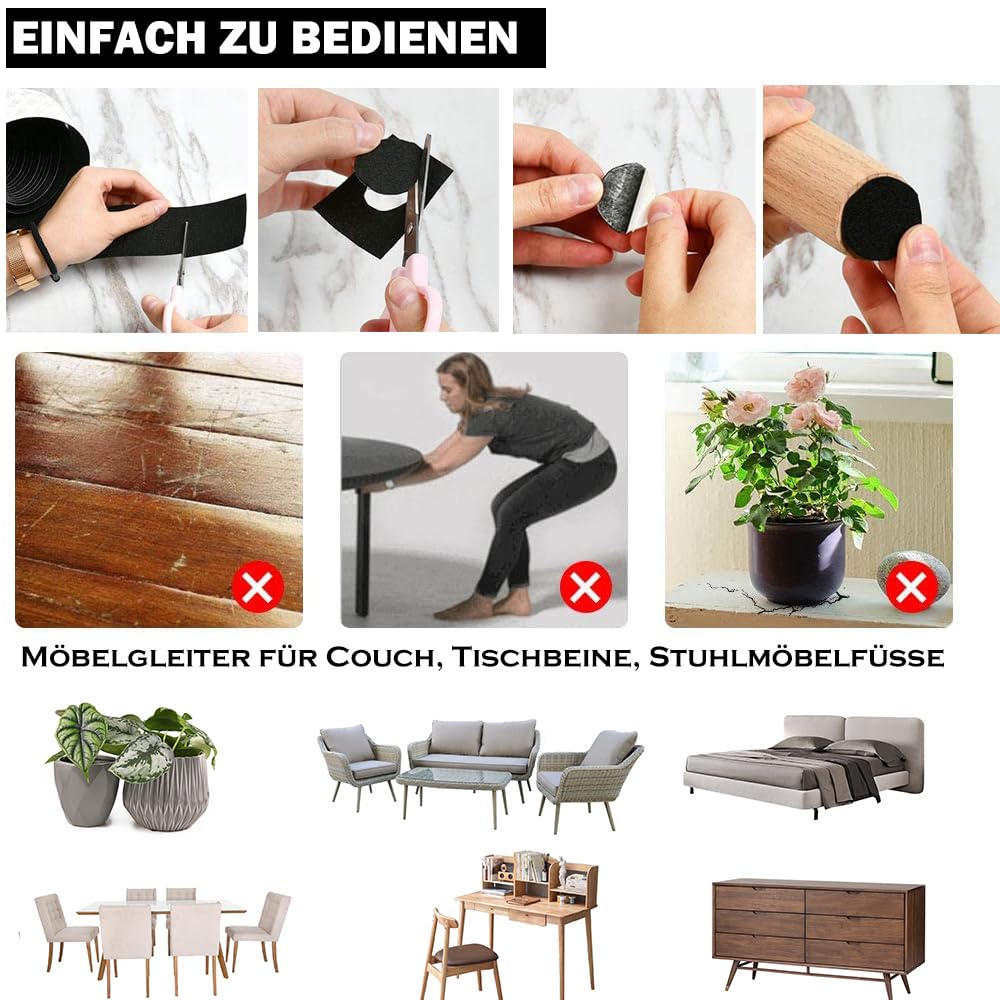 Fieltro Adhesivo Negro - 40x200cm Rollo Para Muebles, Almohadillas Antideslizantes, Suelo, Autoadhesivas Para Marco, Pata de Silla, DIY Halloween