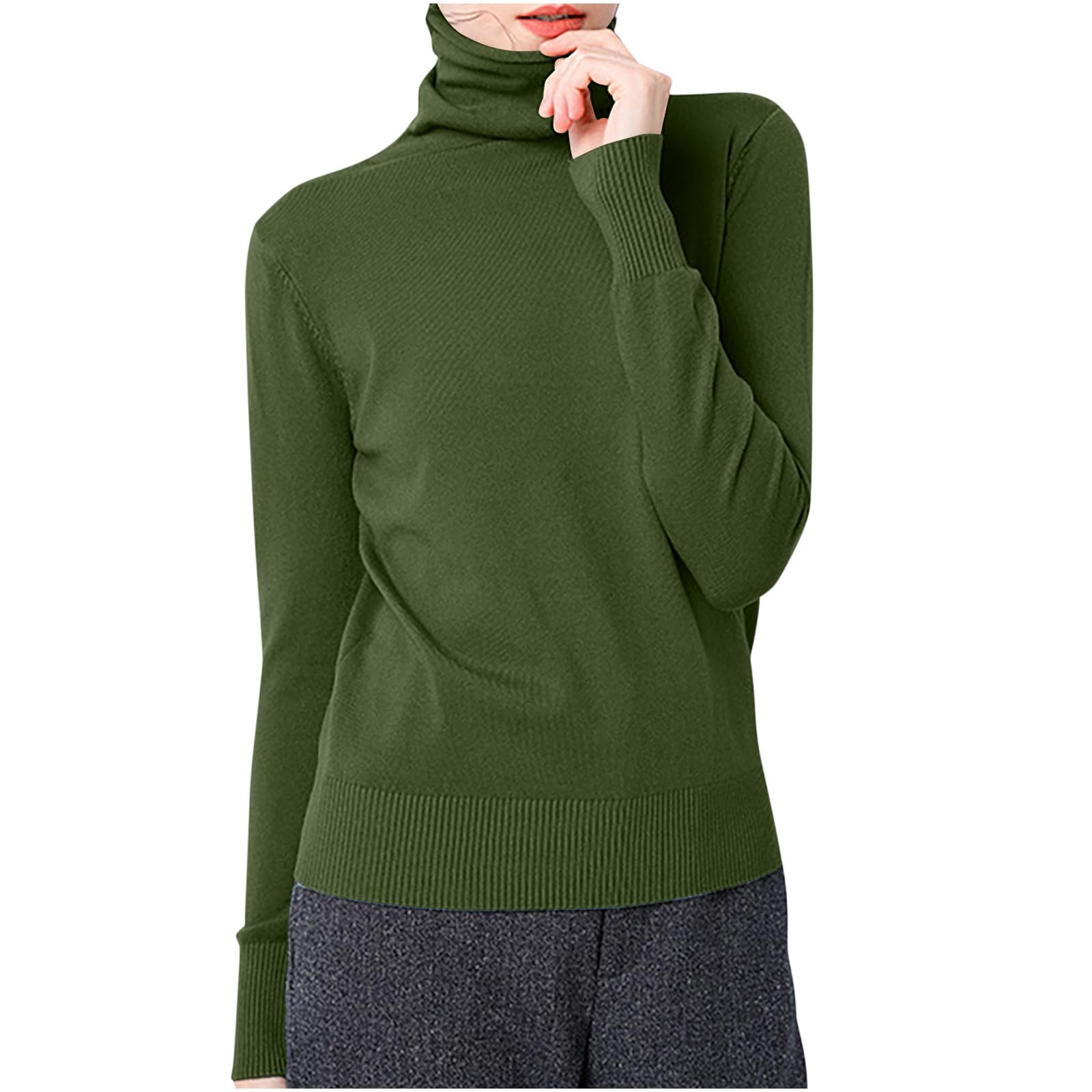 Women Lightweight Long Sleeve Turtleneck Sweater Classic Tunic Pullover Shirts Slim Fit Basic Thermal Underwear Tops