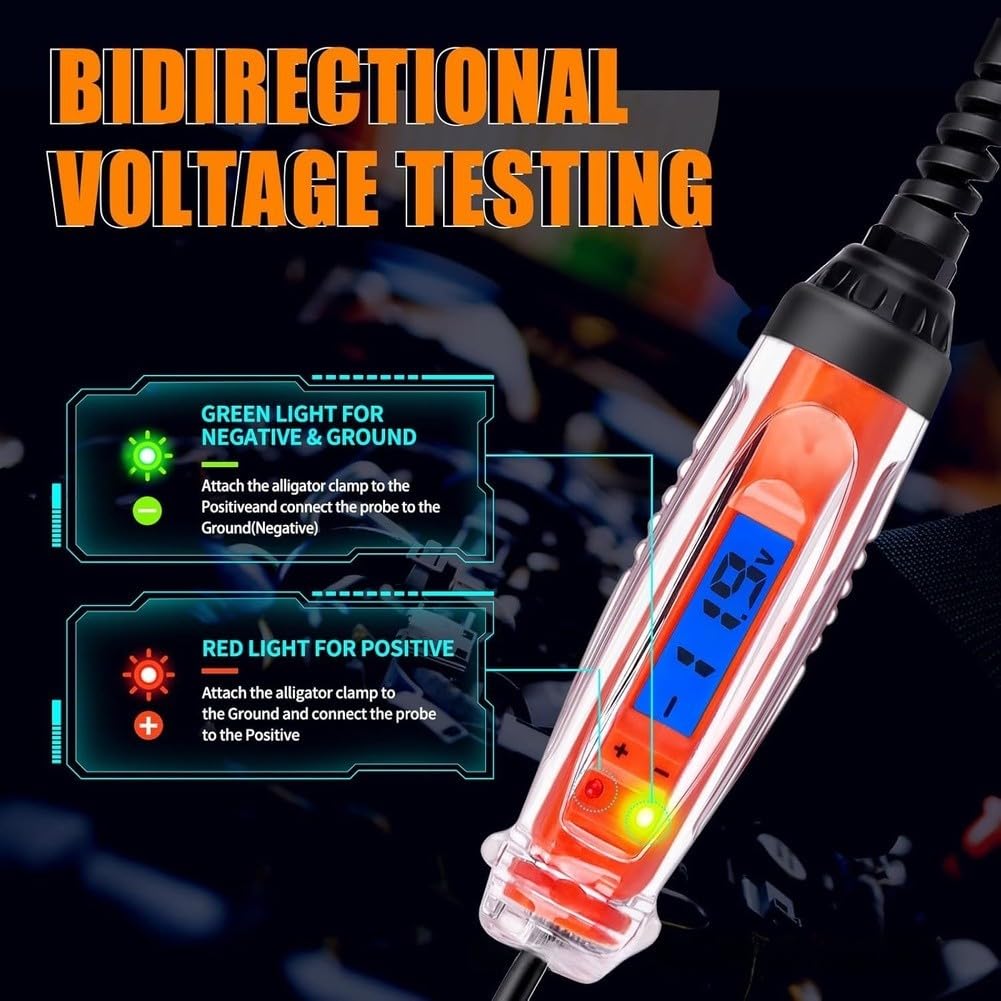 Testeur de tension de voiture avec indicateur de polarité LED