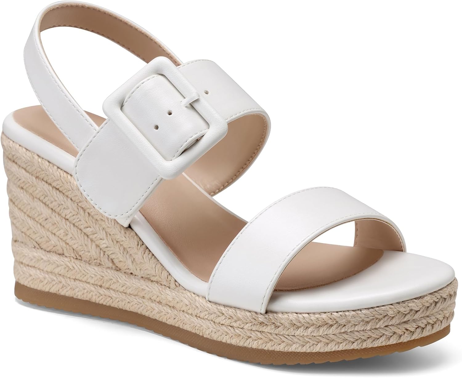 TEMOFON Women's Wedge Platform Sandals: Espadrilles Comfortable Dressy Open Toe Elastic Ankle Strap Summer Wedges Heels Shoes