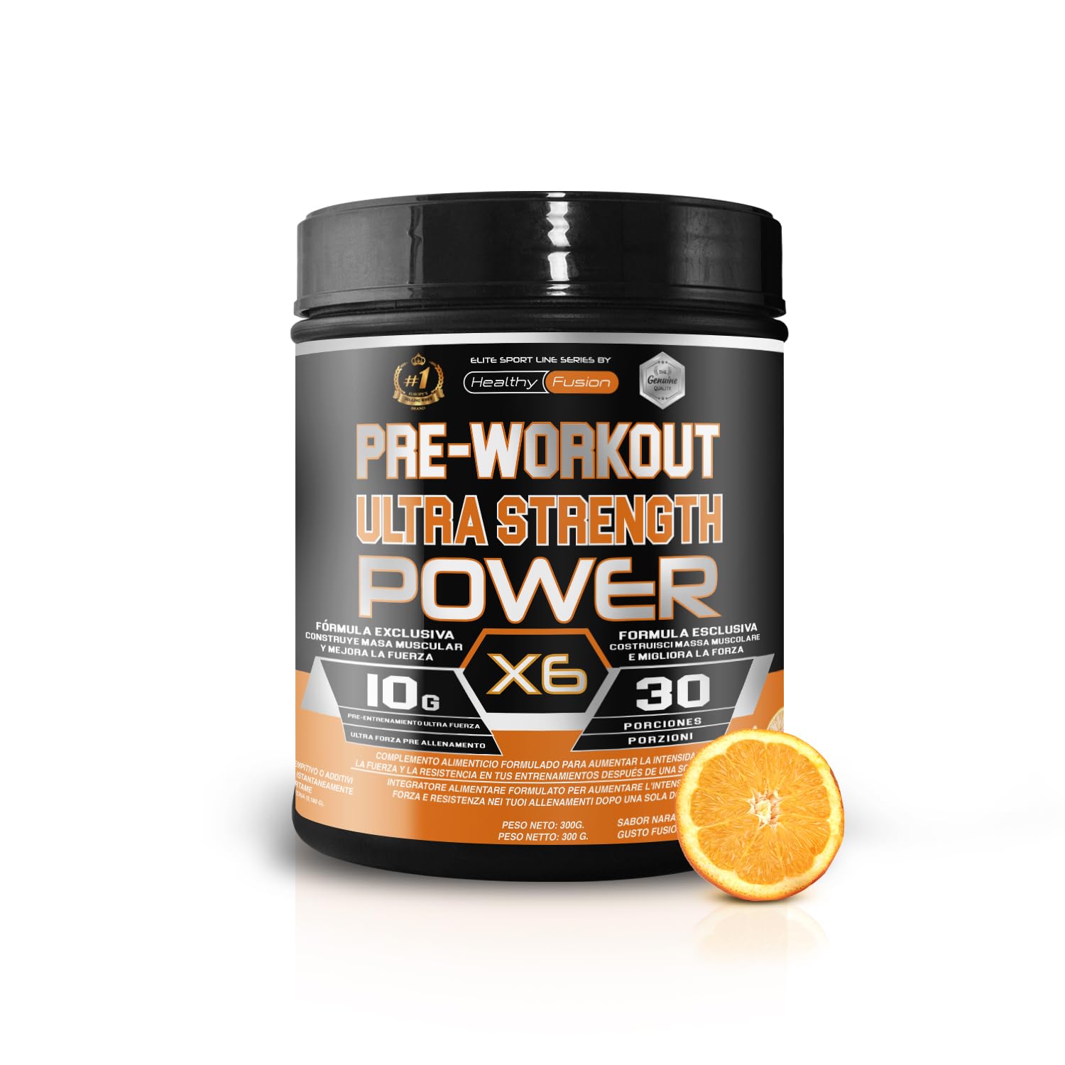 Pre-Workout bevanda energetica | con Creatina | Resistenza, energia e forza inarrestabile | Elimina la fatica e la stanchezza | Beta-Alanina, Taurina, Caffeina e Vitamine | 300g Arancia