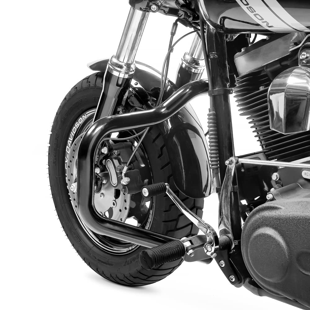 Pare-Carter Mustache Noir Craftride Pour Harley Davidson Dyna Street Bob 2006-2017 - Protection Robuste & Look Custom