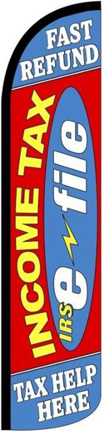 NEOPlex - "Income Tax e-File" 12-Foot Windless Swooper Feather Flag (Flag ONLY)