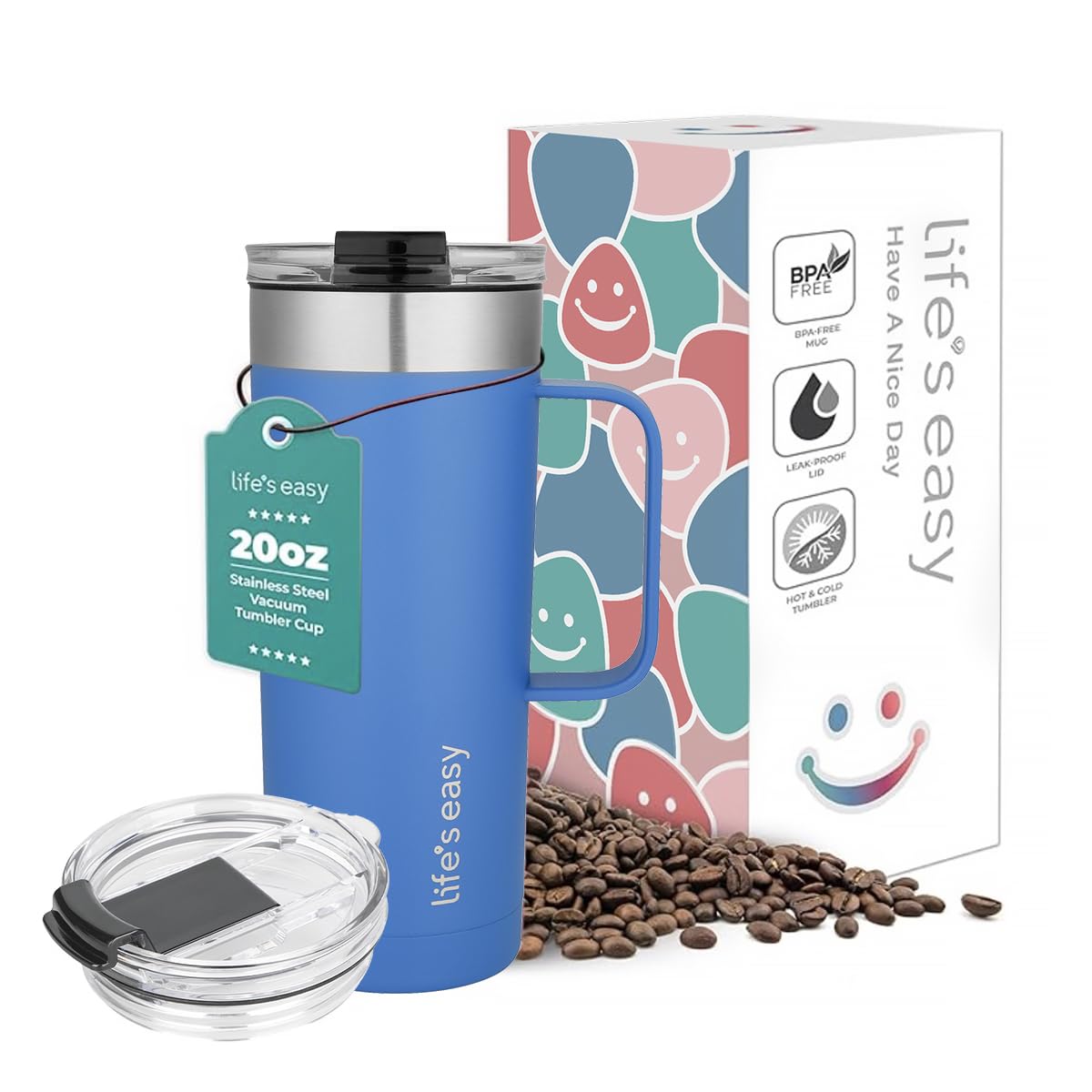 Amazon.com: Life's Easy 20oz Stainless Steel Mug w/Handle - Double