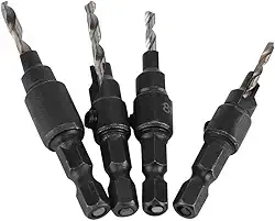 Pissente Broca HSS, 4 Peças Broca de Mudança Rápida Com Haste Hexagonal 1/4 Polegada e Ferramenta de Chanfro Com Manga de Contador Ajustável para Chapa de Aço Carbono, Ferro, Placa de PVC