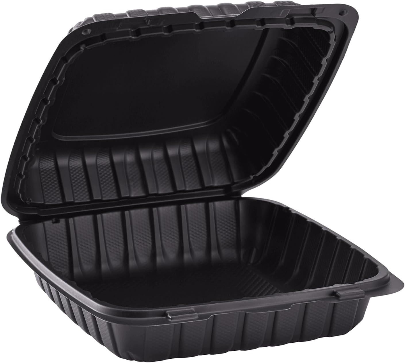 KARAT EARTH Clamshell Take Out Food Containers [9"x9" - 120 ct] To Go Containers | Microwavable, Freezer Safe, Soak-Resistant, Durable, Stackable | Vented for Hot/Cold Foods, Black