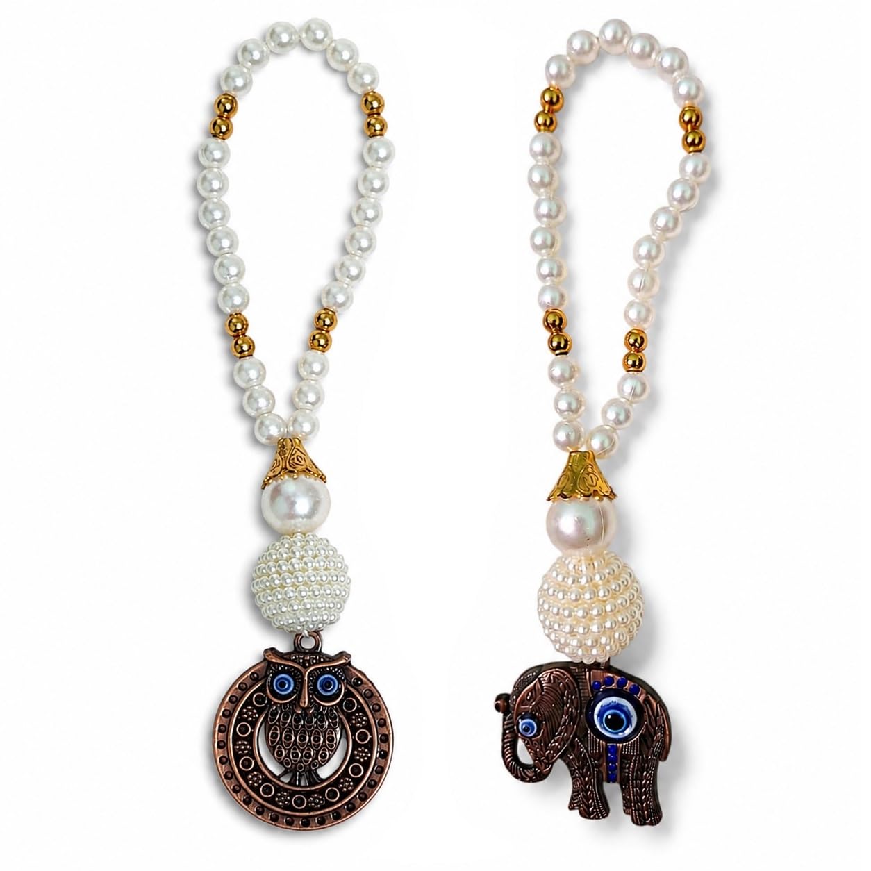 Divaura Combo of Evil Eye Protection Charm Metallic Owl & Elephant | Car Dashboard Rear View Mirror Home Entrance Wall Balcony Office-image-47