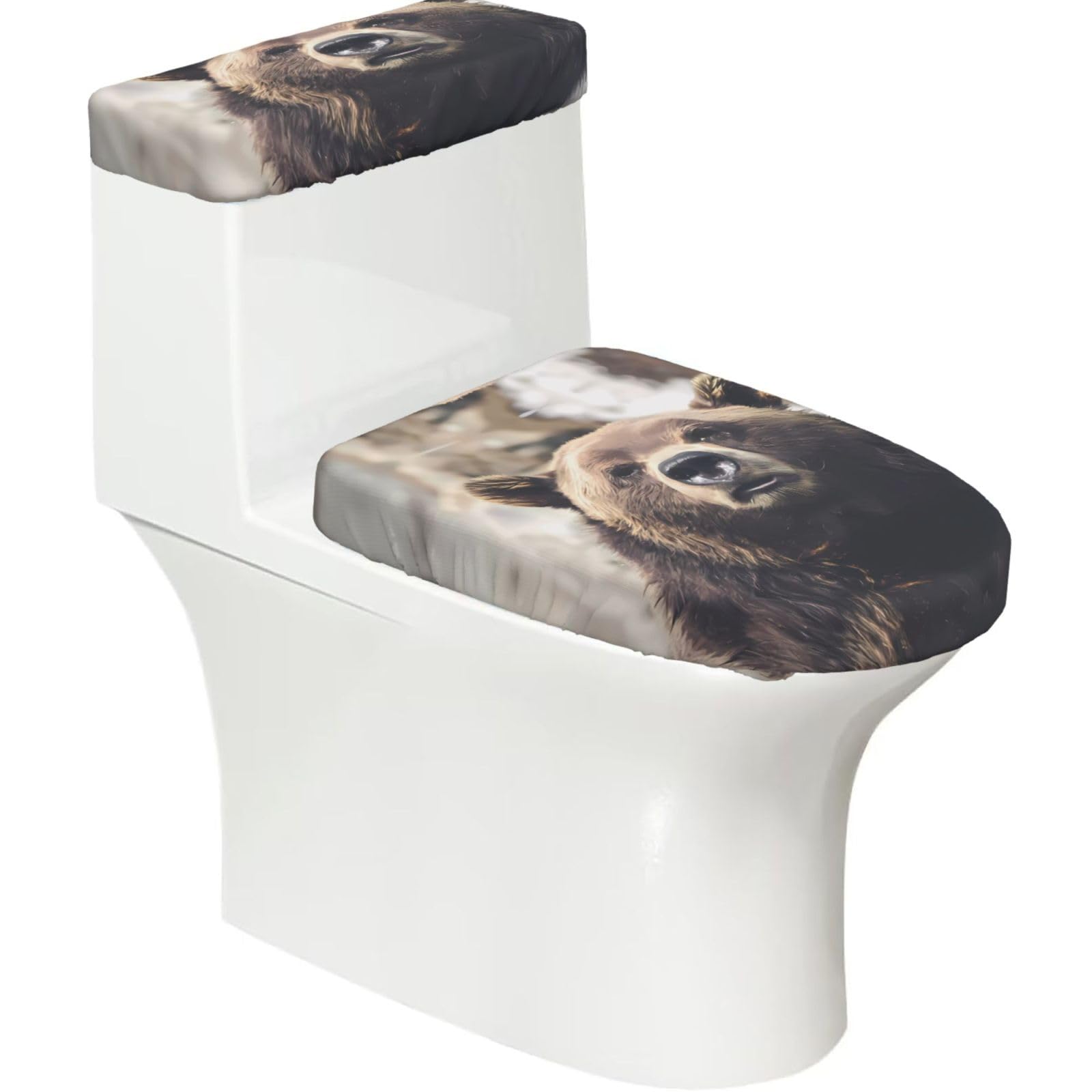 Mrowyc Black Bear In The Wild Printed Toilet Seat Set - Set Of 2 - Universal Toilet Seat Cover - Housewarming Birthday Christmas Gift