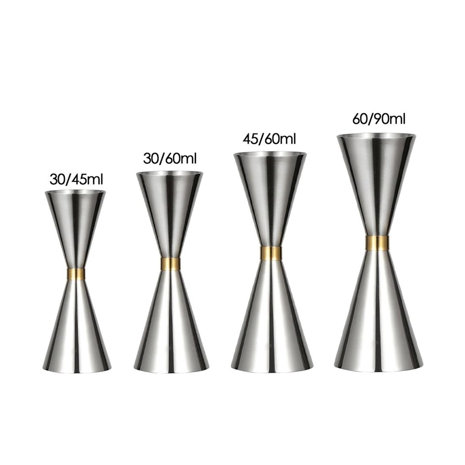 Doseur de bar à cocktail en acier inoxydable - Double shot - Doseur de boisson - Accessoire de bar de cuisine (60-90 ml)
