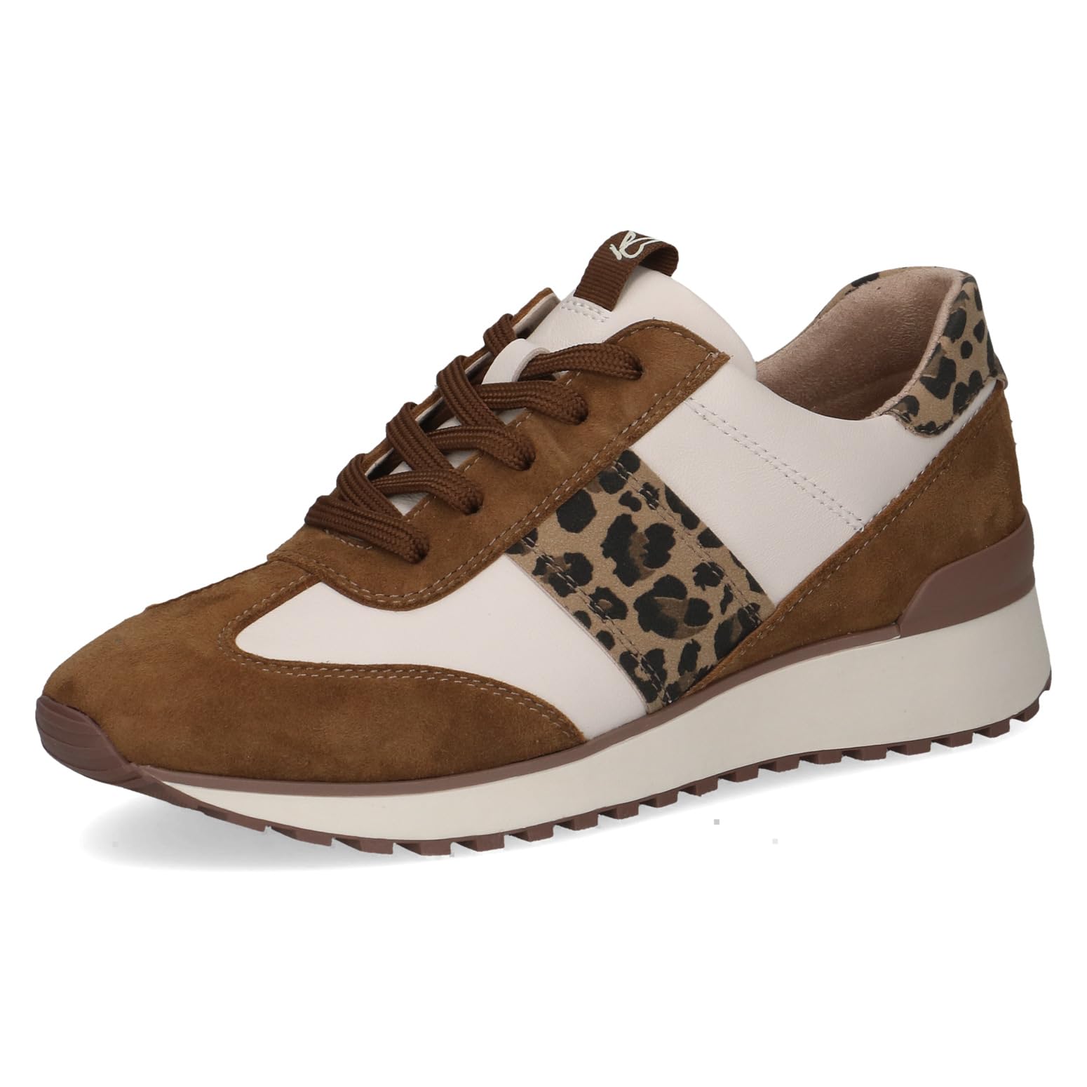 CAPRICE Women's Low-top Leather Sneakers Comfortable, Multicolor (Brown/Offwhite), 6.5 UK