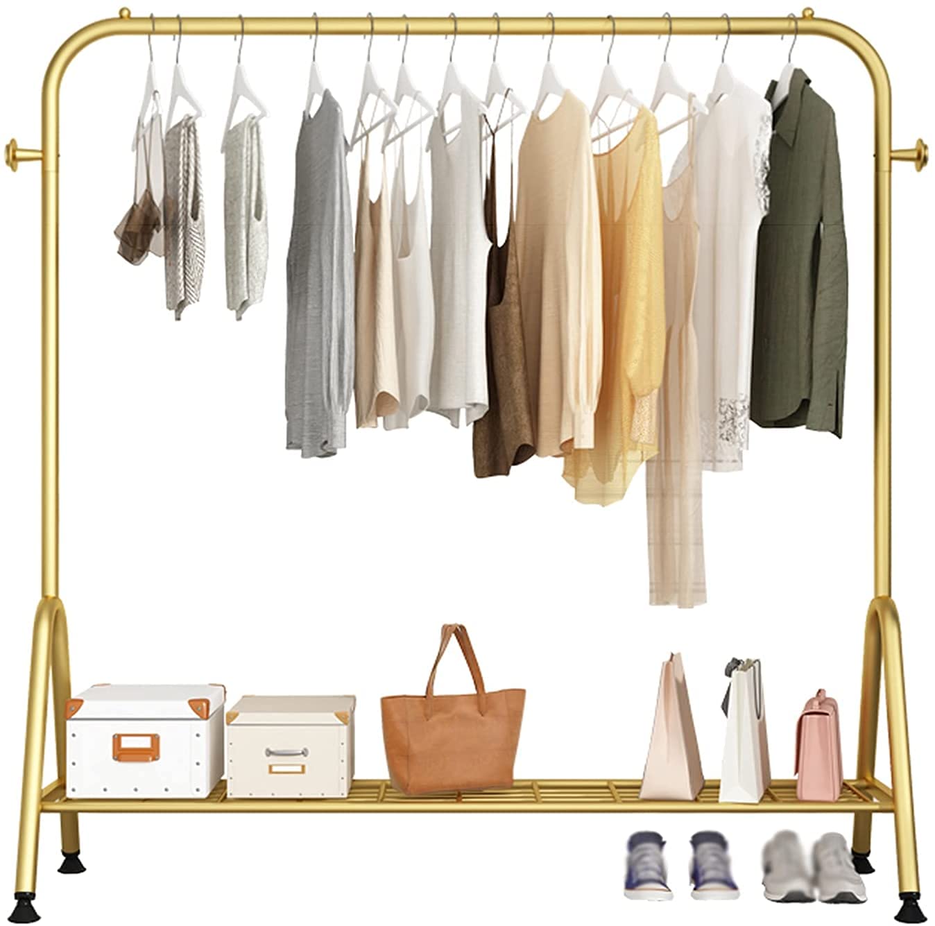 YNBSHGAA Metal Clothing Rack with Storage Shelf Garment Coat Display Stand for Bedroom Living Room Hallway 120cm,120cm