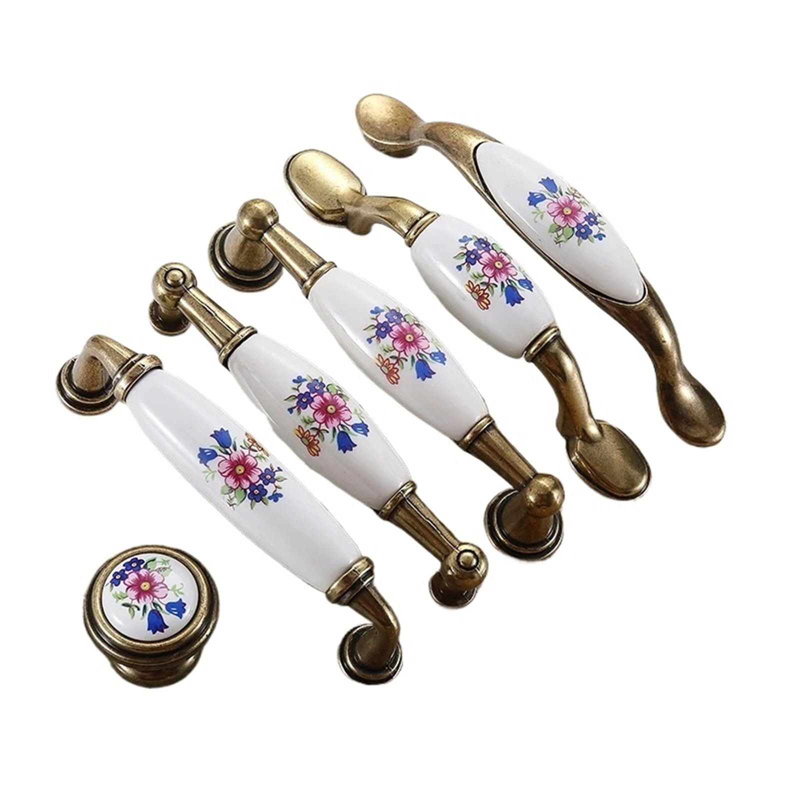 10 pomelli in ceramica a forma di fiore per cucina, armadio, credenza, armadio, armadio vintage (713 foro singolo)
