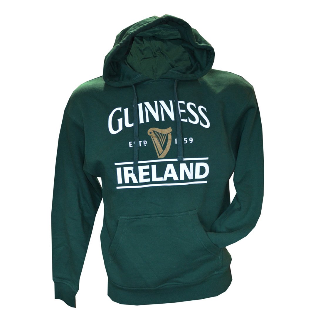 Guinness – Felpa con Cappuccio con Logo Irlanda Stampa, Colore Verde Bosco