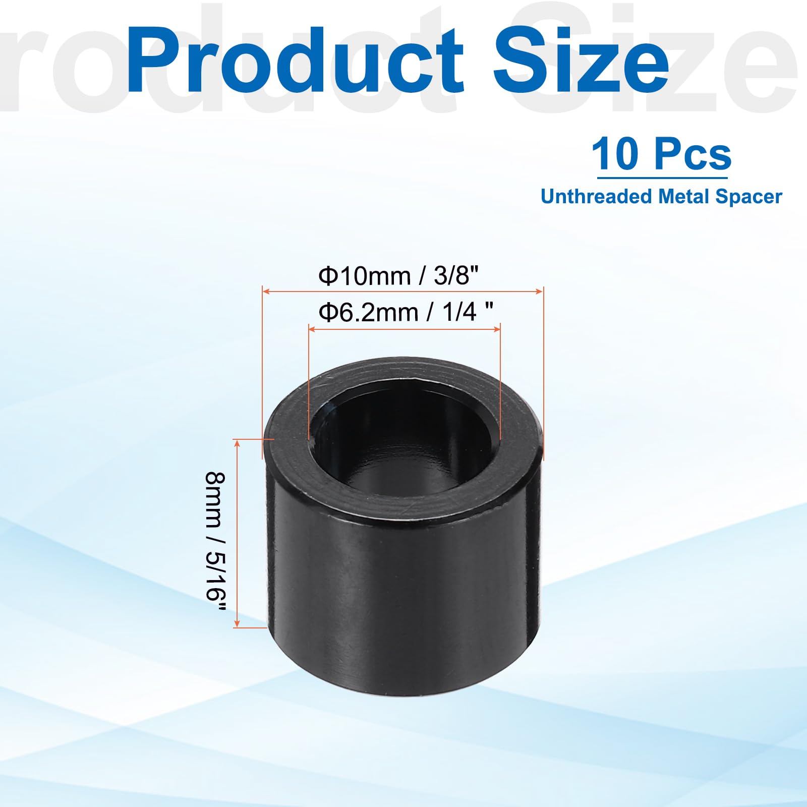 PATIKIL 10pcs M6 Aluminium Spacers, 1/4" ID x 3/8" OD Round Standoff Spacer - Image 2