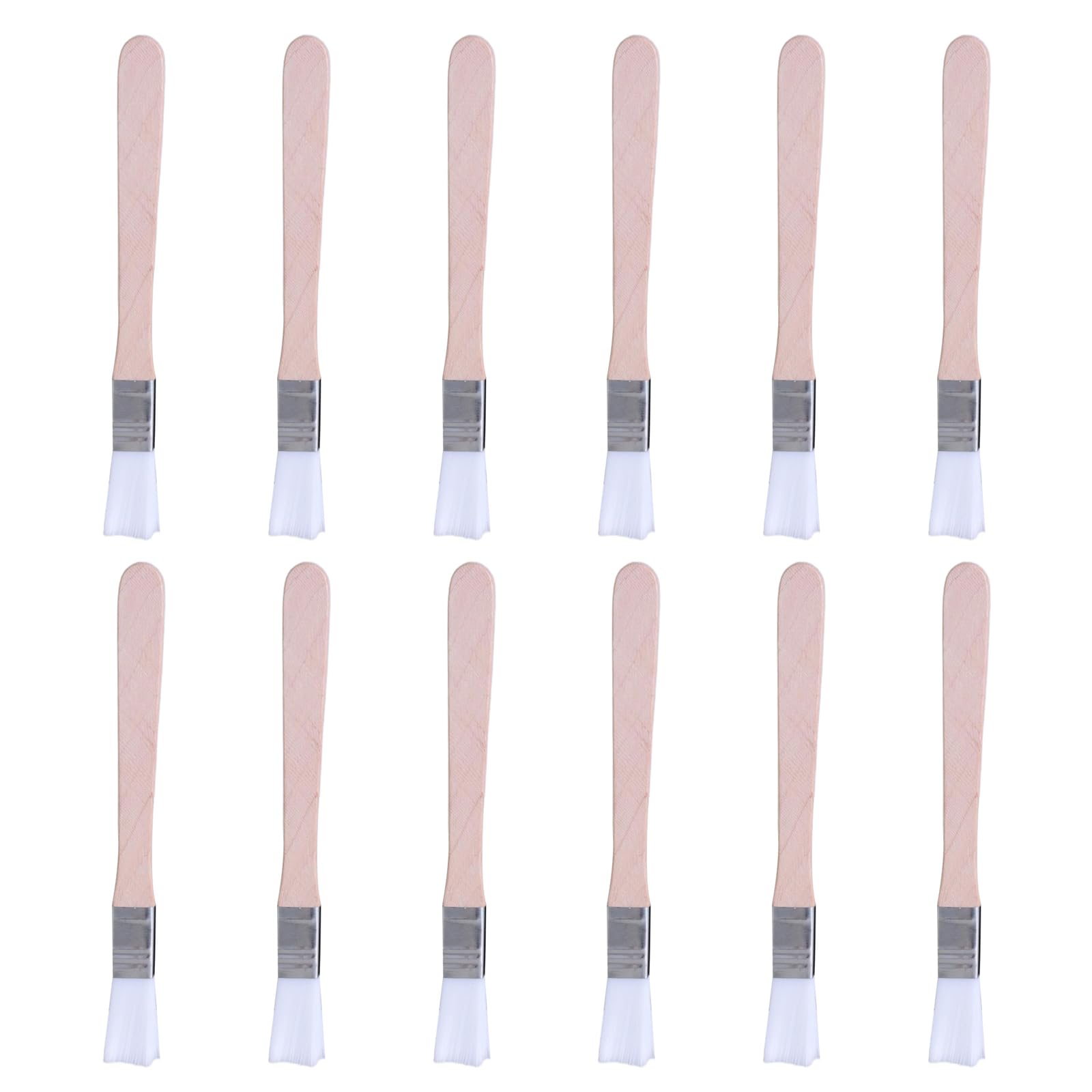Pack Of 12 Multipurpose Small Flat Paint Brushes With Nylon Bristles Wood Handle For Oil And Watercolor Art Panting Tool