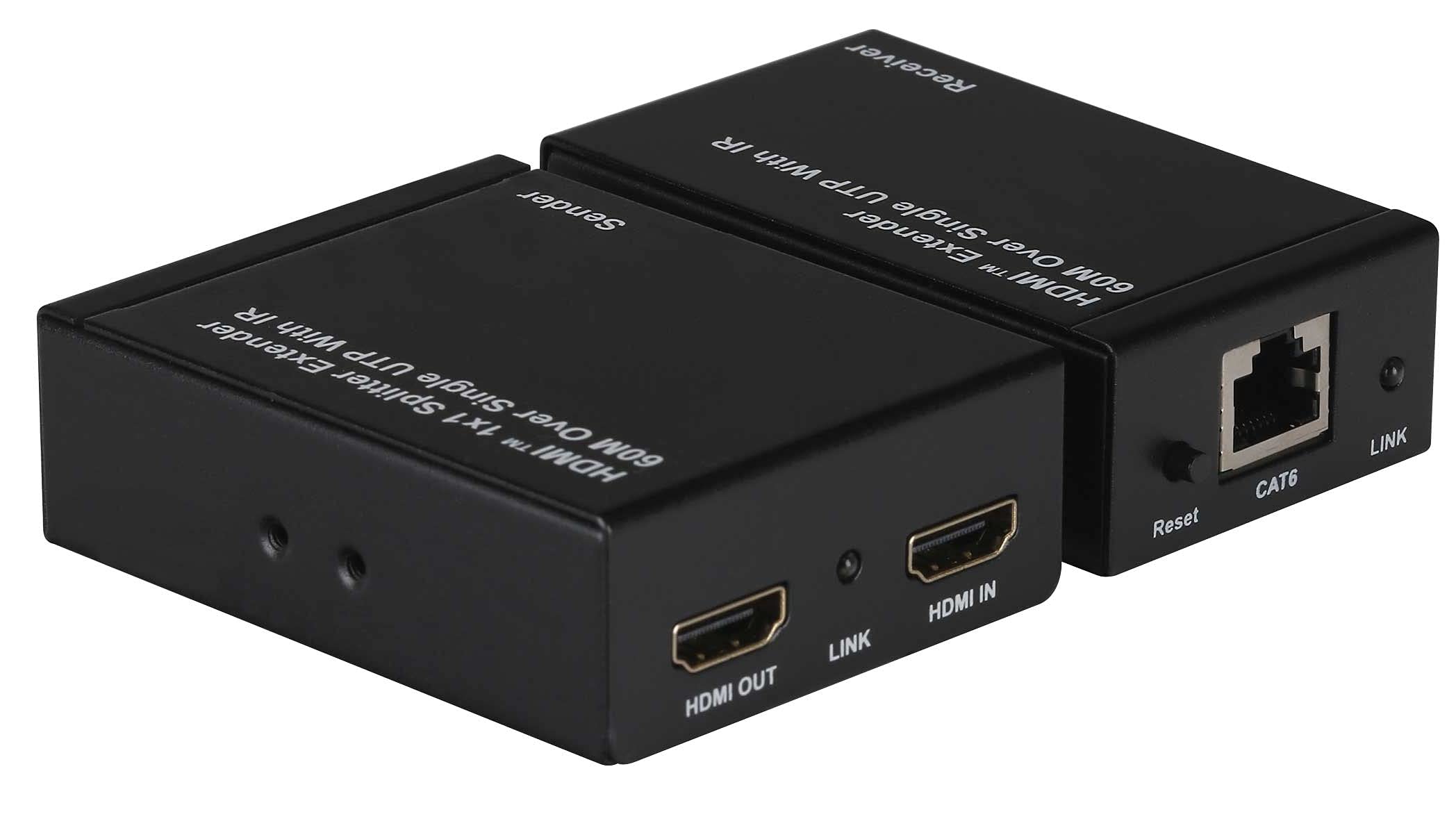 Coppia di Extender HDMI, 60m UTP, 1080p@60Hz, Loop Out, POE