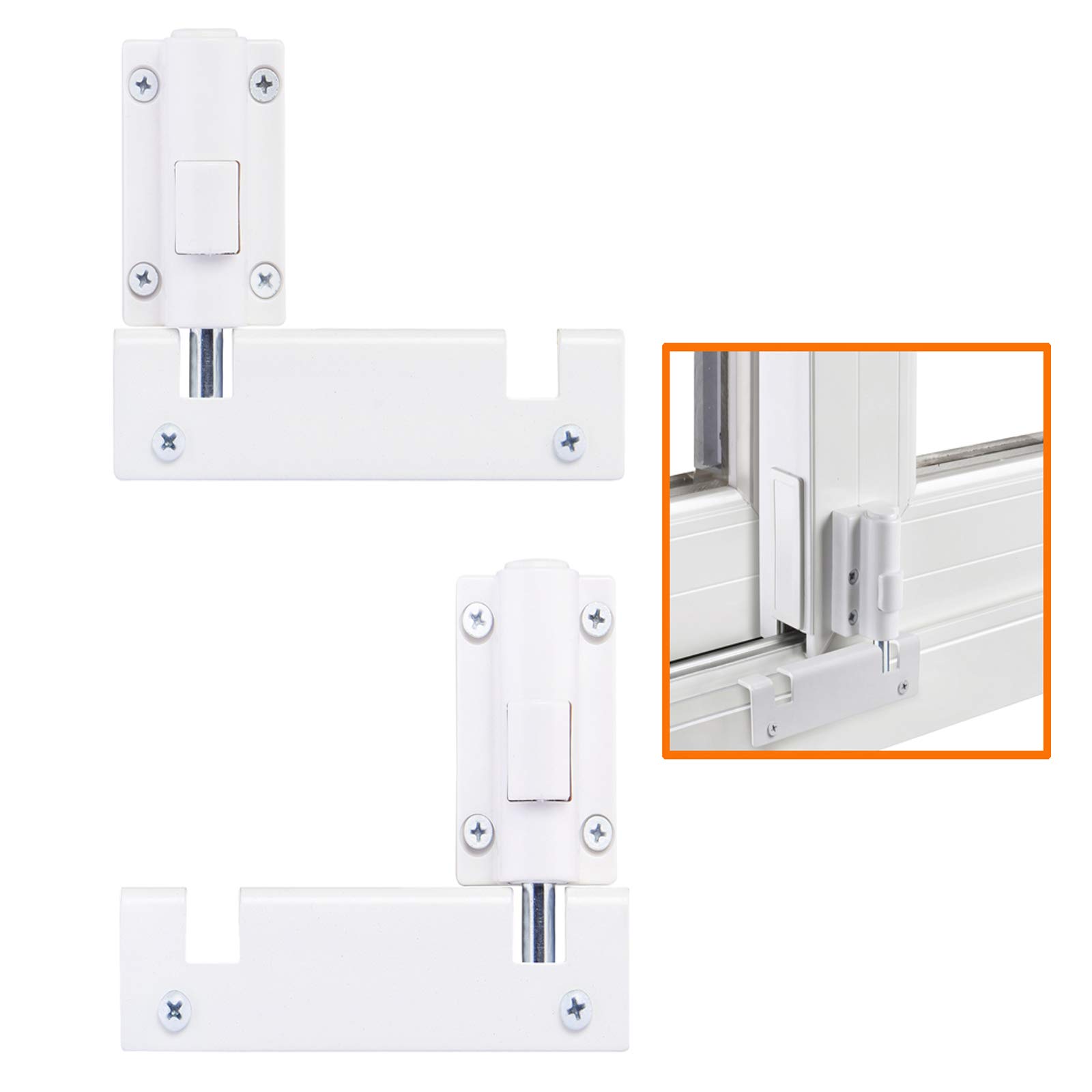Patio Sliding Door Security Foot Lock Kick Lock, Fits on Top Rail-Childproof Patio Door Guardian-or Bottom Rail-Foot Operated-Keep Your Family Safe and Secure (2 Set)