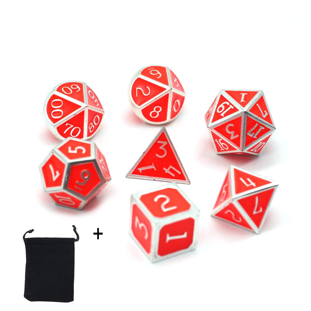 DollaTek 7PCS Metal Polyhedral Dice Set including Black Storage Bag for Role Playing Game Dungeons and Dragons D&D Math Teaching(Orange) - Image 4