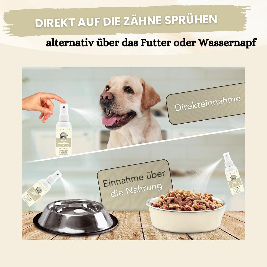 Dentalspray für Hunde & Katzen -150 ml - Zahnspray – 100% natürlich, effektiv gegen Zahnstein, Mundgeruch, Plaque - zur Zahnreinigung & Zahnsteinentfernung, frischer Atem - Zahnpflege Hund
