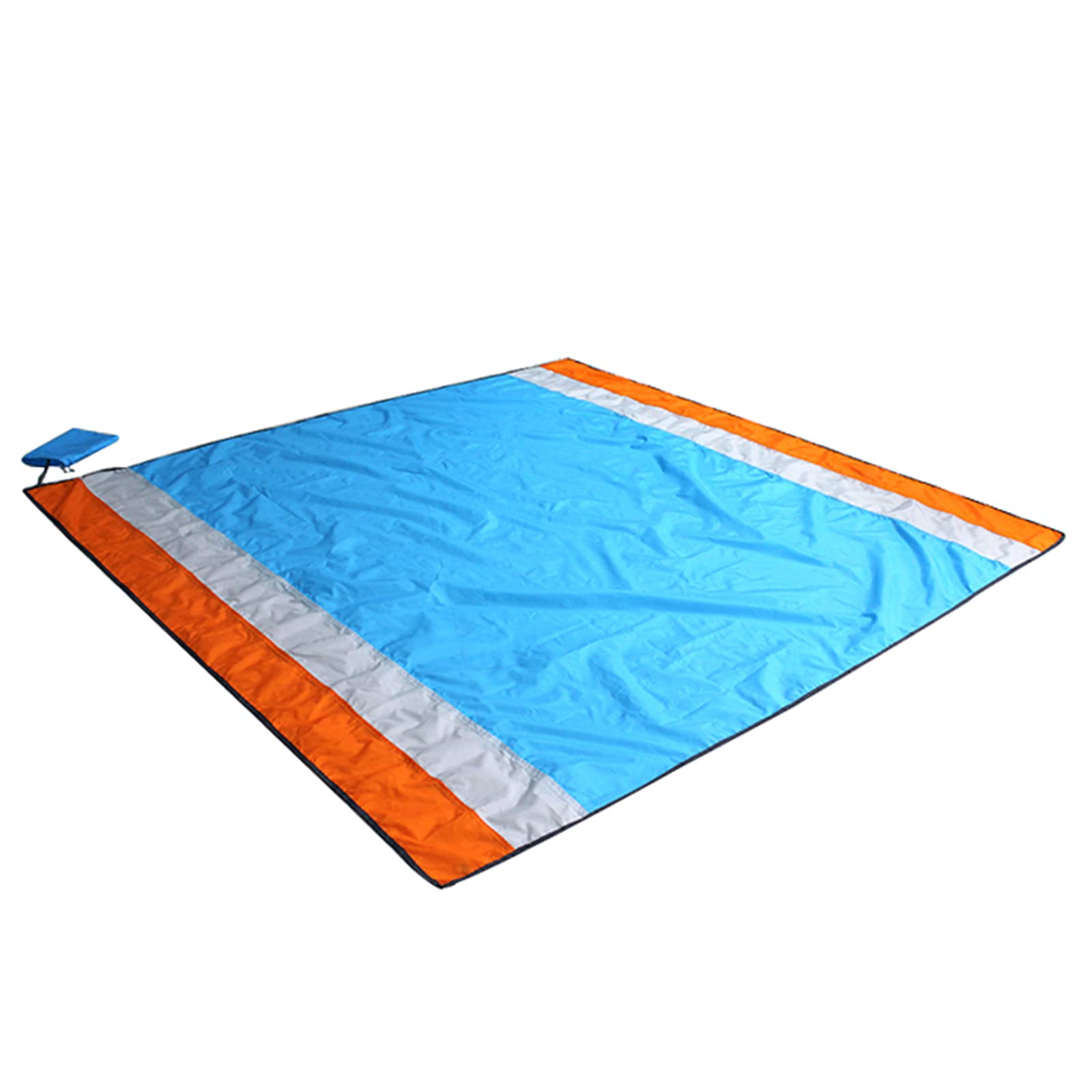 Beach Blanket Waterproof Sandproof, Extra Large Beach Mat for 4-6 Adults, Big & Compact Sand Free Mat Quick Drying, Beach Accessories for Travel, Camping, Hiking (orange+grey+blue, 78.7*98.4inches)