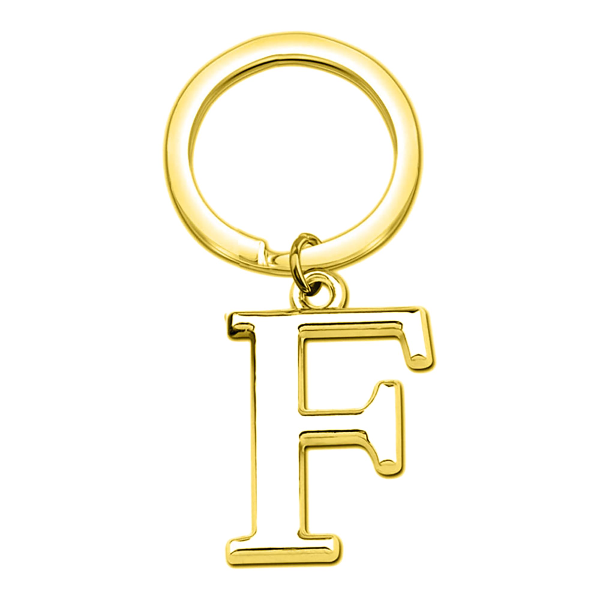 Rohans Keyring Letter - Initial Alphabet Key Ring Charm Silver and Gold (Gold, F)