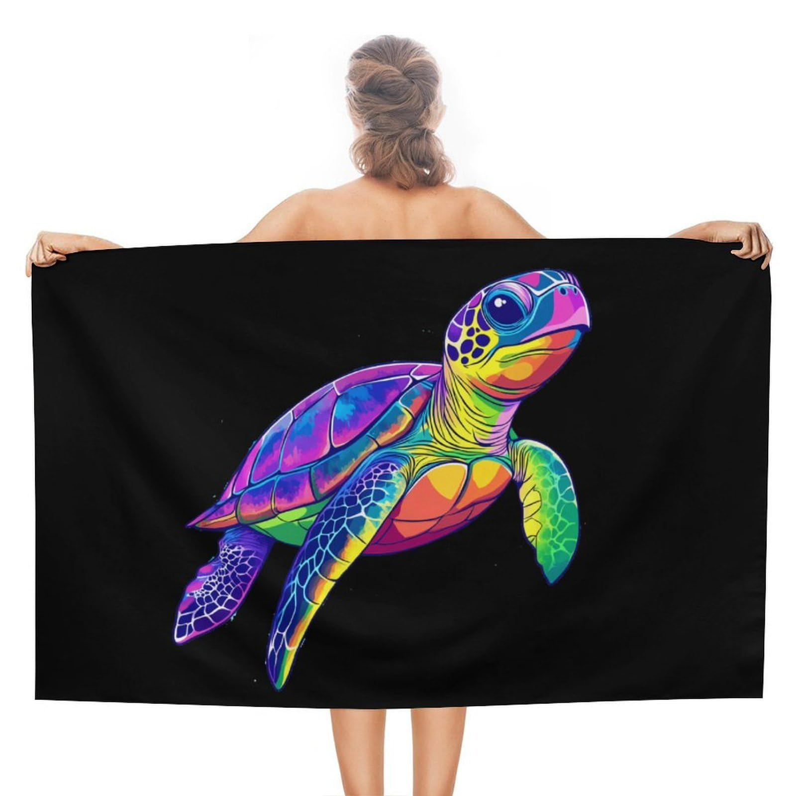 CGSBNGHA Rainbow Turtle Beach Towels Soft Bathroom Bath Pool Swim Towels for Women Men