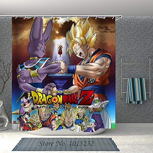 Popular Anime Dragon Ball Z 3D Print Shower Curtain Polyester Fabric Bathroom Curtain Waterproof Hook Bath Curtain