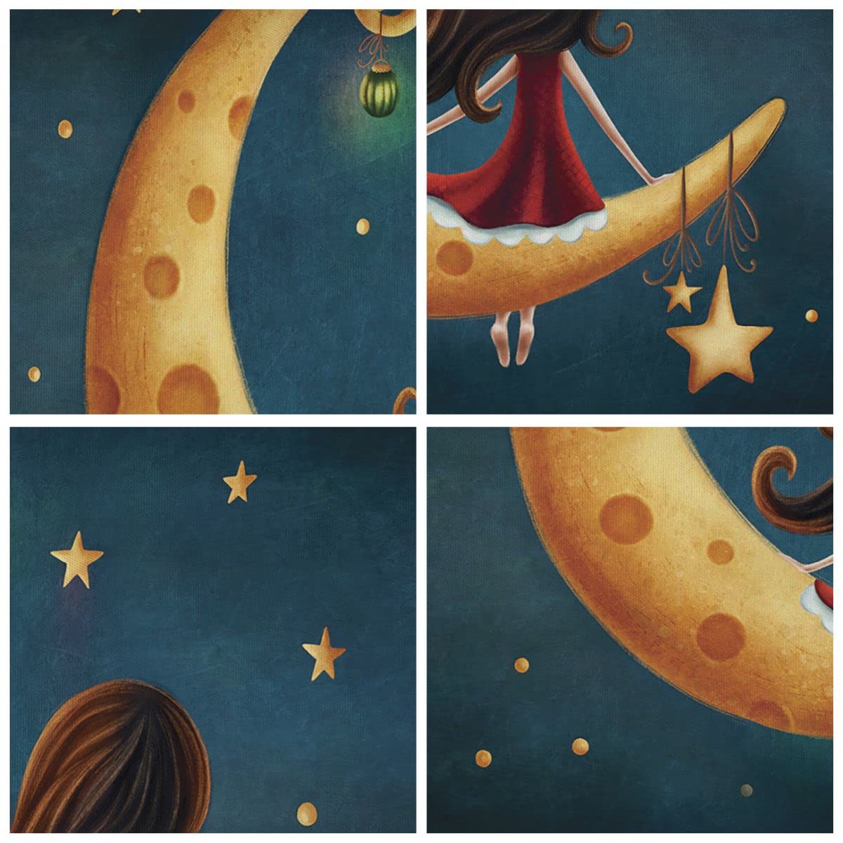 ARTTOR Lienzos decorativos Infantil Chica Luna Cuadro Sobre Lienzo Moderno 70x50cm Cuadros Decoracion Salon Dormitorio Cocina Cuadros Pared Imágenes Wall Art Prints Decor Canvas AA70x50-4683