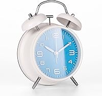 Vista 10 de PILIFE Reloj despertador analógico, 4 pulgadas, súper silencioso, sin tictac, con luz de fondo, sin repetición, funciona con pilas, campana ruidosa